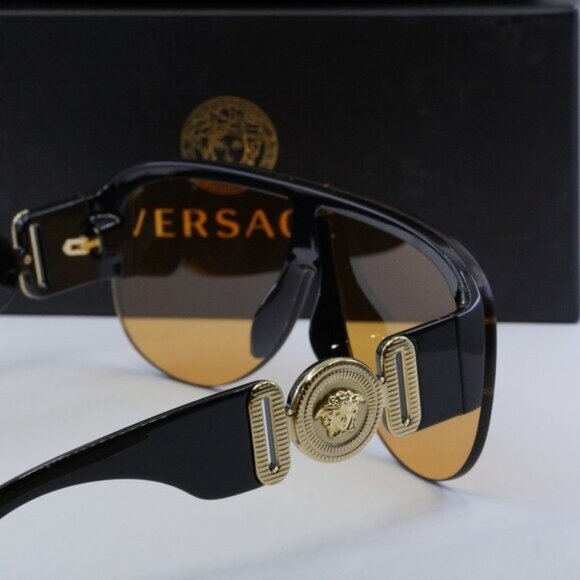 Versace VE4391 GB1/7 Shield Sunglasses - Black/Orange main image 6